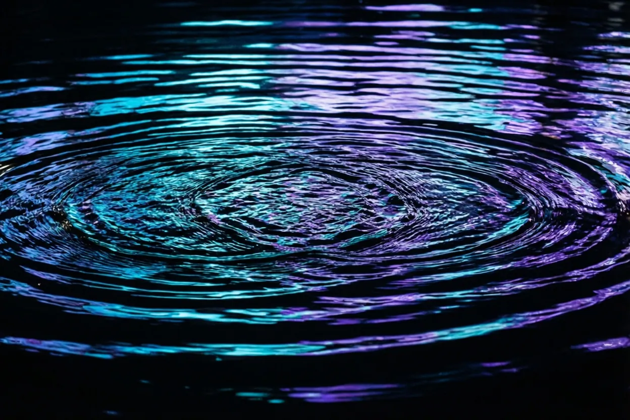 Interference patterns on a dark water surface